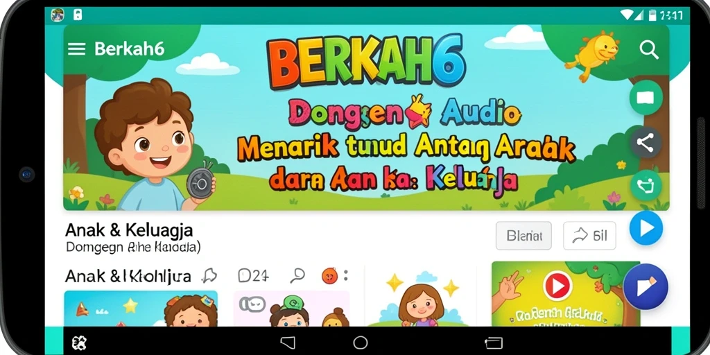 Tampilan antarmuka aplikasi BERKAH6 dengan pilihan cerita menarik.