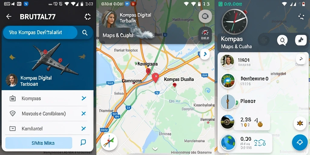 Antarmuka sederhana dan intuitif dari aplikasi Kompas Digital.