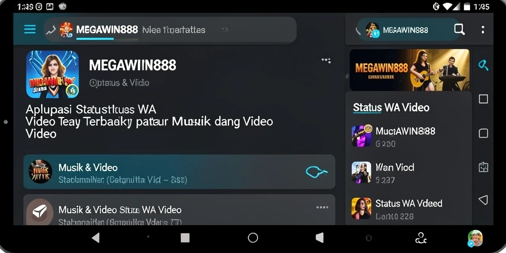 Antarmuka MEGAWIN888 menampilkan berbagai video menarik untuk status WA.