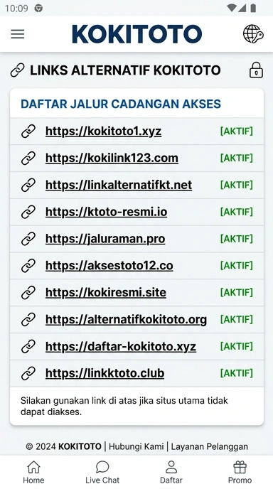 Tampilan link alternatif kokitoto